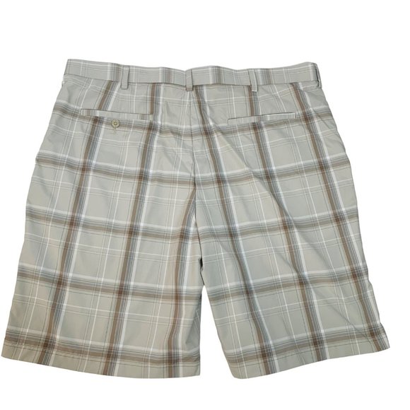 Ben Hogan Tan Plaid Performance Shorts Mens 40 Golf Classic Fit Khaki Flat Front - Picture 2 of 14